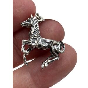 NEW Wheeler Sterling Silver Galloping Horse Pendant Necklace Equestrian Western